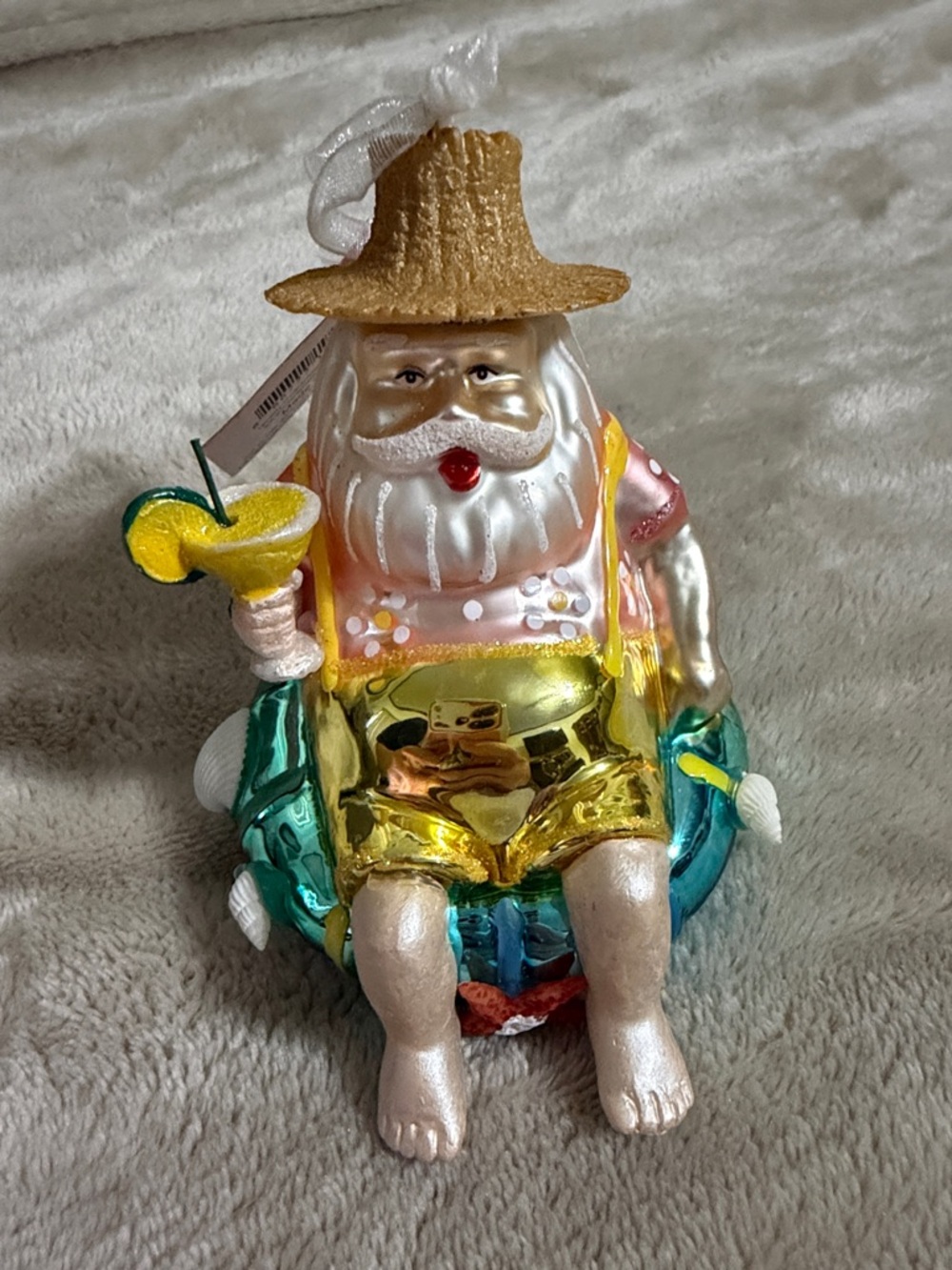 Margaritaville Beach Santa handcrafted glass Ornament no box